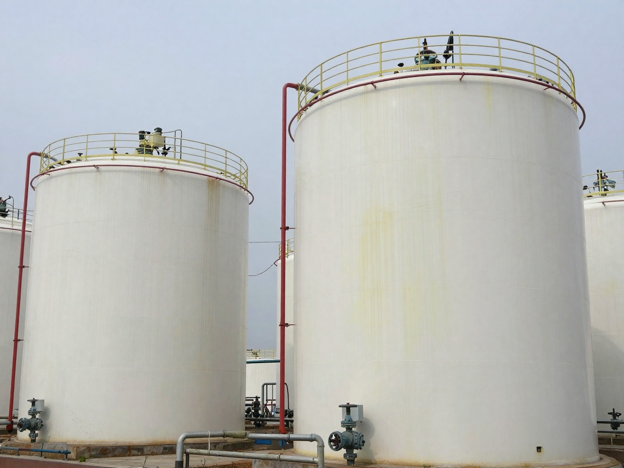 Ammonium thiosulfate storage tanks at a sulfur-fertilizer plant
