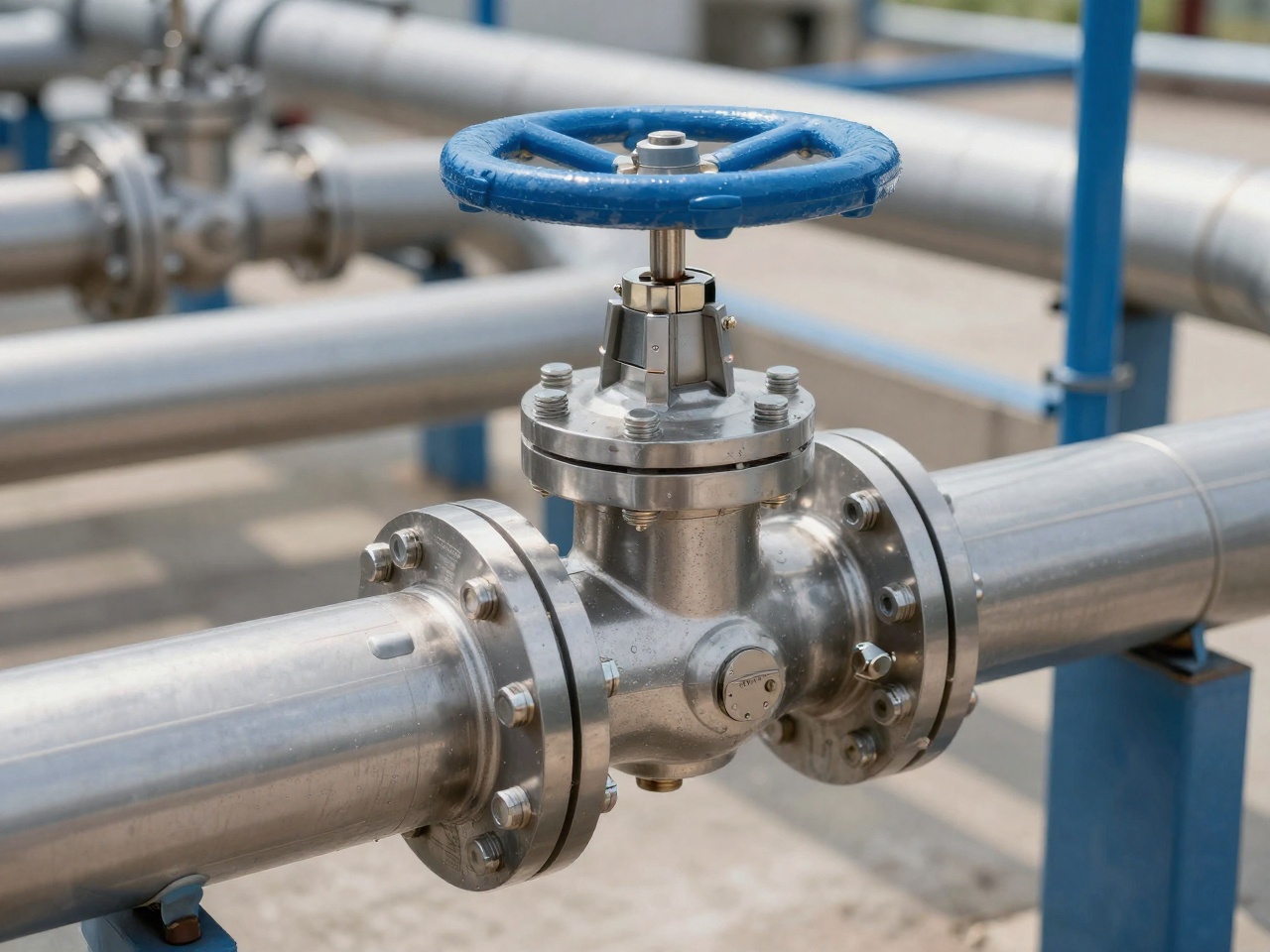 Sampling point and valve on a liquid ammonium thiosulfate fertilizer pipeline