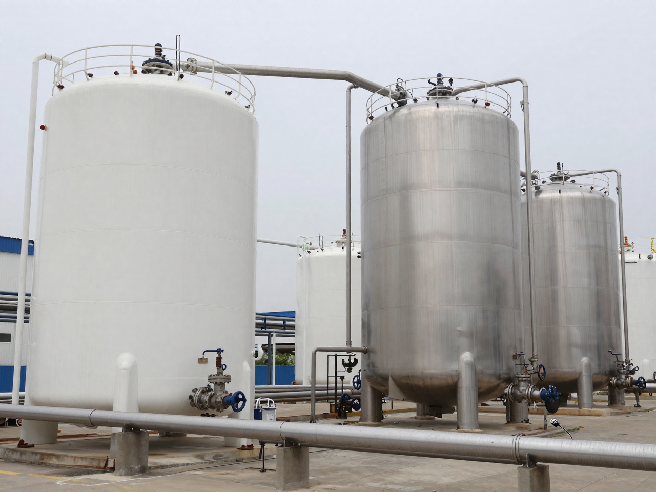 Bulk storage tanks for formalin and urea-formaldehyde concentrate at a plant