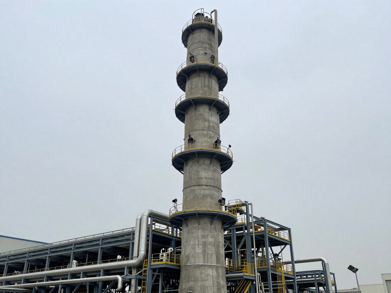Urea prilling tower and granulation unit at a nitrogen fertilizer plant