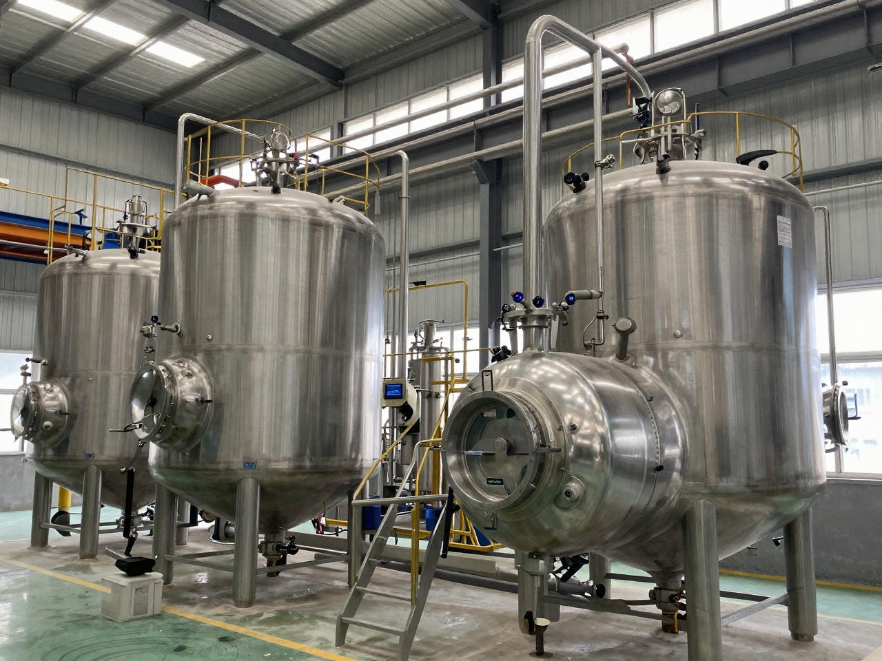 Epoxy and polyurethane-prepolymer production plant with reactors and isocyanate handling