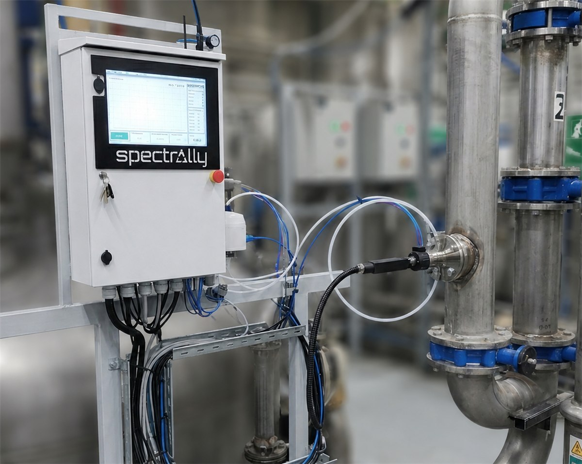 Spectrally X1 INLINE probe measuring at the process line