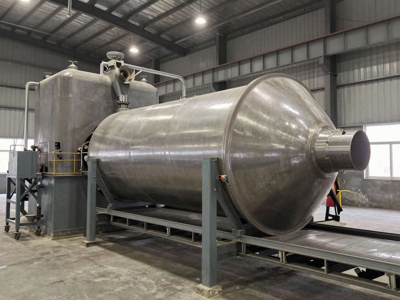 Urea fertilizer granulation plant with storage silos and a liquid-fertilizer tank farm