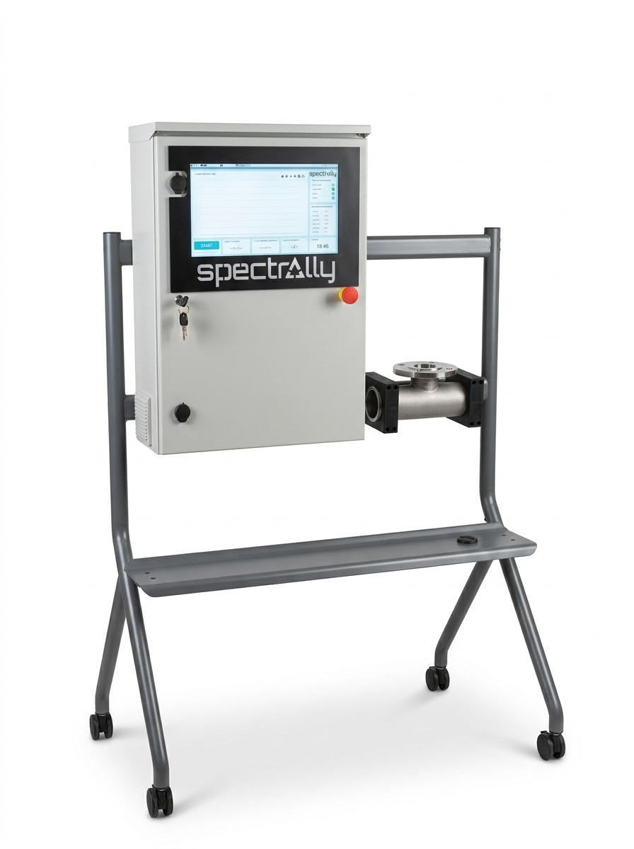 Spectrally X1 INLINE on a mobile stand with a flow cell